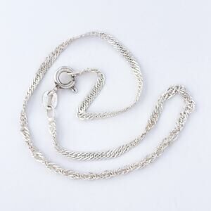 Vintage Italy Sterling Silver 925 2.2mm Singapore Chain Anklet 9"
